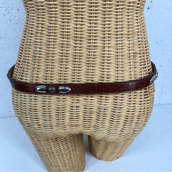 Vintage B.B. Simon Brown Alligator Print Leather Belt size Large - Picture 5 of 15